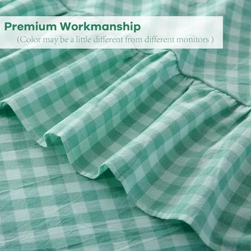 Spa Blue White Gingham Ruffle Table Cloth Rectangular 120“x60 - Image 6