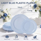 Tinybee 60PCS Light Blue Plates - Heavy Duty Baby Blue Plates - Image 2