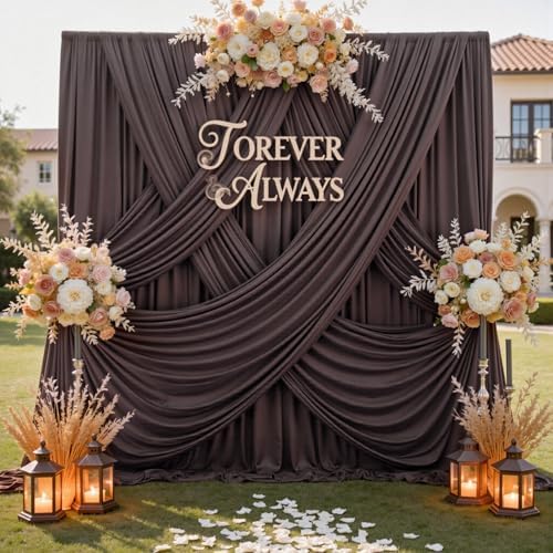 12ft x 10ft Brown Backdrop Curtains for Parties, Wrinkle Free 2 Panels Photo Backdrop Drapes Back Drop Cloth for Wedding Birthday Photography Background Decor by CO-AVE
