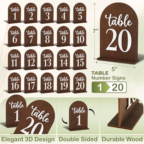 Wedding Table Numbers 1-20, Wood Table Numbers For Wedding Reception 1-20 - Image 2