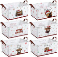 CHENGU 6 Pack Christmas Storage Basket Collapsible Christmas Basket for Gifts Highland Cow Holiday Decor Large Red Truck Bin Foldable Xmas Tree Box with Handle for Bedroom Office Home by CHENGU