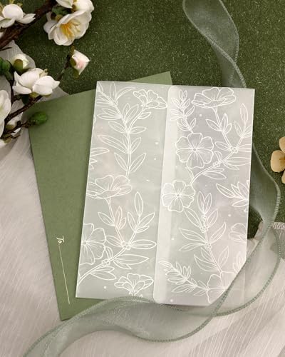 Vellum Jackets for 5x7 Invitations Floral Invitation Sleeves 100 Pcs - Image 2