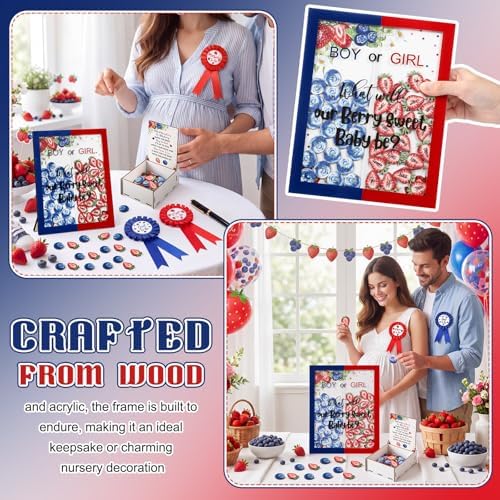 Strawberry Blueberry Gender Reveal Game Baby Shower Red Blue - Image 6