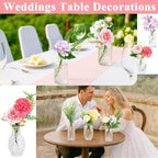 WARMALL Artificial Flowers with Vases, 16 Pcs Bud Vases, & 44Pcs Artificial Color Flower DIY Set Suitable for Centerpieces Table Weddings Party Office and Indoor Decor Mini Small Glass Clear（Color） - Image 3