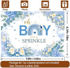 10x6.5ft Baby Shower Backdrop Decorations Blue Floral Baby Shower Banner Backdrop Photo Booth Background for Baby Party Photography Props for Boy's or Girl's Party Supplies(Boy Style) - Image 5