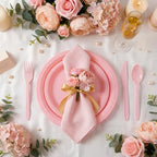 MirthMood 350pcs Pink Plates Disposable,Pink Plastic Plates for Party - Image 2