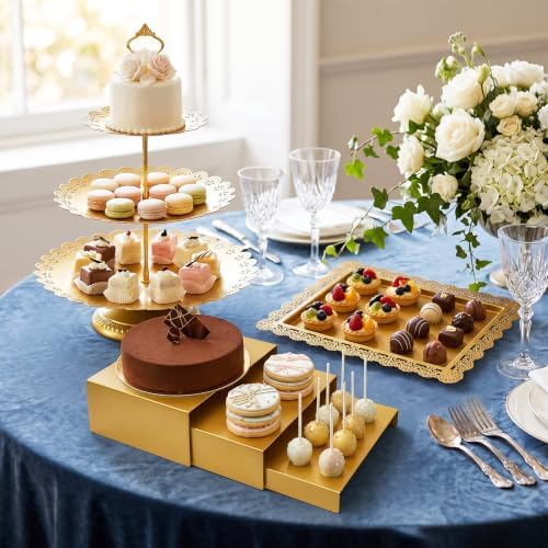 10 Pcs Gold Cake Stand Set Metal Cupcake Stands, Multiple Styles Dessert Display Tower for Candy Fruit, Cake Serving Trays for Birthday, Wedding, Anniversary, Baby Shower, Engagement Party - Image 7
