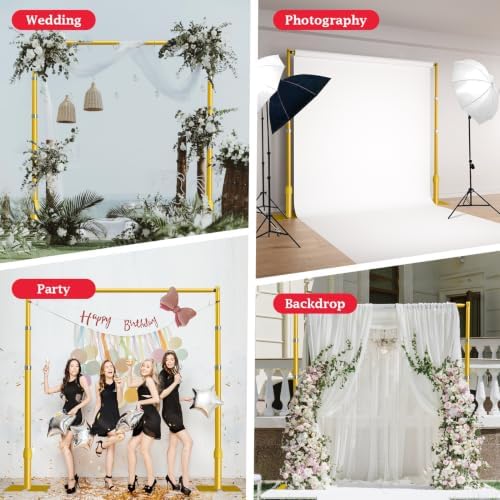 EMART 12x10ft Heavy Duty Backdrop Stand Frame with Adjustable Pipe,Gold - Image 7
