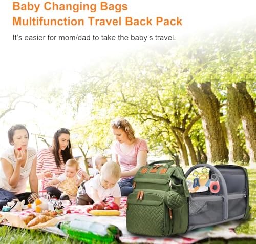 Astro alan Baby Diaper Bags with Changing Station, Waterproof Diaper Bag Backpack for Moms Dads with USB Charging Port, Baby Shower Gifts, Large Capacity diaper backpack, Green - Image 7