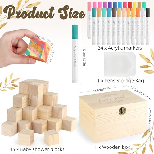 wookidel 72PCS Baby Shower Games Kit, Baby Blocks for Baby Showe - Image 2