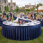 2 Panels Navy Blue Desk Skirt for Teacher Desk 6ft Table Skirts for Rectangle Tables 6ft Spandex Curtain Table Skirt for Classroom Ruffle Fabric Tablecloth for Party Wedding Baby Shower Decorations - Image 4
