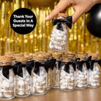 Ethisa Vintage 24 Pack Adult Birthday Party Favors Glass Bottles with Ribbons and Stickers - Classy Happy Birthday Favors and Table Centerpieces Decorations - Sturdy Candy Jar for Guests - Image 3