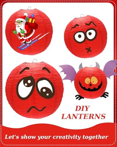 Treela 48 Pcs Paper Lanterns Party Decorations Round, Red - Image 3