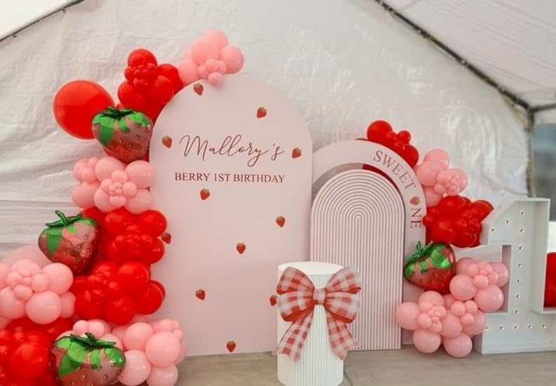A Berry Sweet Baby is On The Way Arch Backdrop Cover Pink Strawberry Birthday Party Decorations Arch Stand Covers Baby Shower Fiesta Parties(3.3x6.5ft Cover,3892) - Image 3