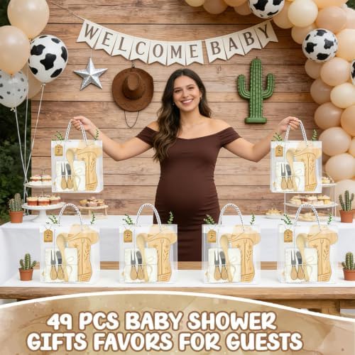 50 Pcs Western Party Decoration Gifts Baby Shower Prizes for Game Winners Sets of 6 Boot Cheese Board with Forks Gift Bag Cowgirl Cowboy Birthday Favors for Guests Boots or Bows Gender Reveal Supplies - Image 4