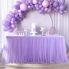 6ft Lavender Tulle Table Skirts for Rectangle Tables or Round Tables Lavender Ruffle Tutu Tablecloth for Girls Baby Shower Birthday Party Wedding Cake Dessert Table Decorations - Image 2