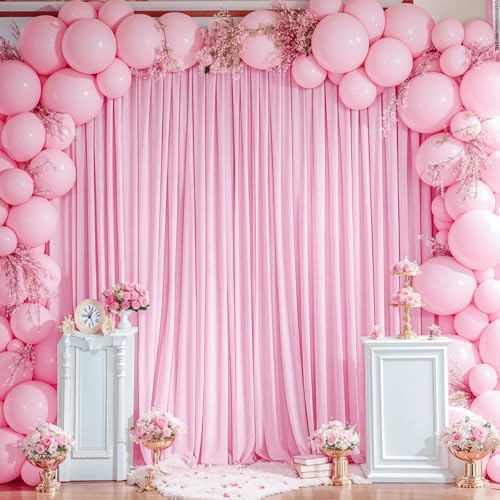 10x10ft Pink Backdrop Curtain for Wedding Parties Wrinkle Free Fabric Light Pink Drapes Backdrop Decoration for Baby Shower Birthday Photography Decoration 2 Panels, 5ft x 10ft by Gogoparti