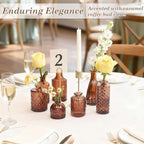 TBWIND 12-Piece Glass Bud Vase Set – Small Caramel Coffee Brown - Image 2