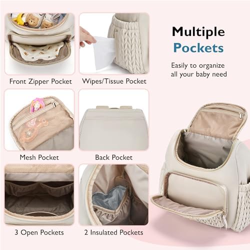 mommore Diaper Bag Backpack, Stylish Mini Baby Bag with Changing Pad - Image 5