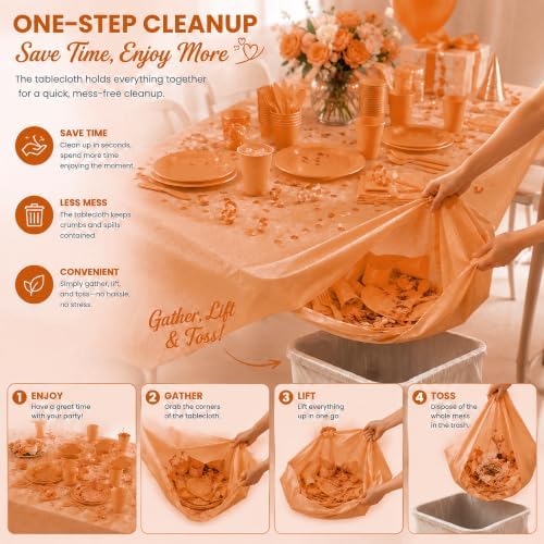Tinybee 352 Pcs Orange Plastic Plates, Disposable Dinnerware Set for 50 - Image 6
