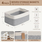 Goodpick 4 Pack Storage Baskets for Organizing Shelves, Gray & White - Image 3