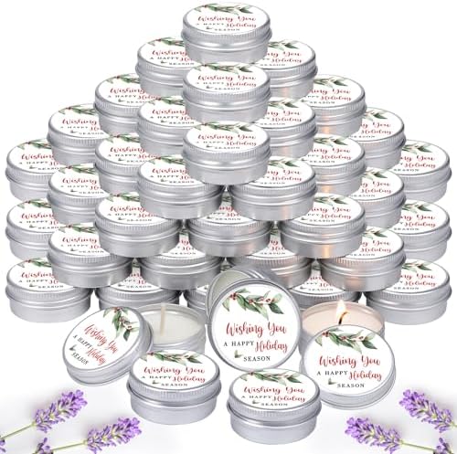 MTLEE 50 Pcs Happy Holiday Candles Gift Favors for Guests 1 oz by MTLEE