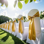 Gold Chair Sashes 50 Pack, Gold Sashes for Chairs Covers for Christmas Wedding Party Decor, Satin Chair Bows for Reception Ceremony Birthday Decoration - Image 2