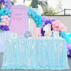 SoarDream Mermaid Blue Sequin Tablecloth 90"x132" Baby Shower Table Cloth - Image 7