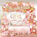 Baby Shower Girl Decorations,258pcs Pink Gold Baby Shower Decorations Girl Plates And Napkins Cups Banner Backdrop Tablecloth Cake Topper Balloon For A Sweet Little Girls Is On The Way Supplies by Unknown