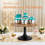 NUPTIO Wooden Cake Stand, 9.8 Inch Round Dessert Display Holder - Image 3