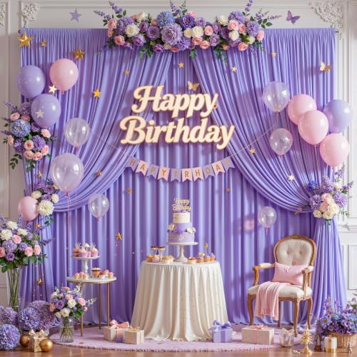 50x10FT Backdrop Curtains with Rod Pockets - Wrinkle Free Photo Stage Backdrop 10 Panels Curtains Drapes for Photography Wedding Party Baby Shower Decorations (Lavender) - Image 3