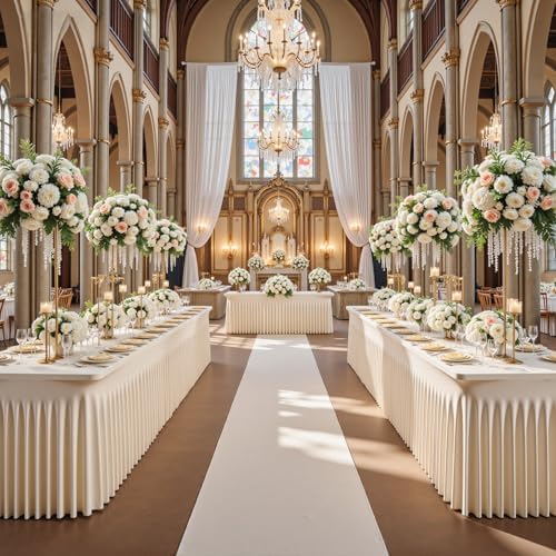 2 Packs Light Champagne Table Clothes for 6 Foot Rectangle Tables, One-Piece Wrinkle Resistant Stretch Spandex Table Covers with Skirt for Event Banquet Wedding Birthday Party - Image 7