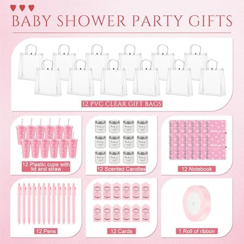 Nuogo 12 Sets New Parent Shower Prizes, Pink Color, Bow Style - Image 3