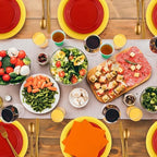 Aodaer 200 Pieces Colorful Dinnerware Set, Disposable Party Supplies Include 7/9 Inch Yellow Red Plastic Plates Green Cups Cutlery Napkins for Rainbow Birthday Party Decor, Serve 25 Guest - Image 5