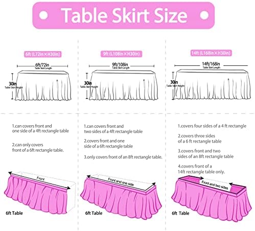Reb and White Striped Table Skirt for Rectangle Tables or Round Tables for Carnival Circus Party 14ft Tulle Tutu Table Cloths Cover for Birthday Party Baby Shower Table Decorations - Image 5