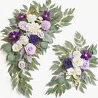 Faux Flower Swag Set of 2 for Wedding Welcome Signs Floral Swag Wedding Reception Ceremony Signs Decor (Lavender & Cream) by Piklado