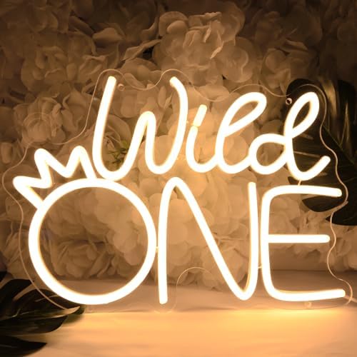 Britrio Wild One Crown Neon Light Sign Baby Shower Girl Boy One Year Decor - Image 3