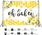 Oh Babee Baby Shower Party Backdrop Colorful Flowers Yellow Honeycomb Baby Shower Party Decorations Background Bee Sweet Honey Gender Reveal Party Birthday Party Studio Props 15x10ft - Image 3