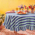 Tudomro Striped Tablecloth, Round, Cobalt, Sky Blue, 60'' X 60'' by Tudomro