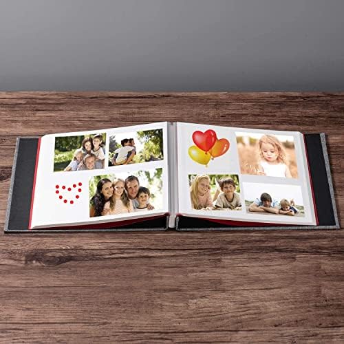 Large Photo Album Self Adhesive 4x6 8x10 10x12 13"x12.8" Magnetic Scrapbook 12.6"x11" Inch 40 Pages Linen Cover DIY Photo Album with A Metallic Pen and Plastic Board(Gray) - Image 2