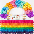 Pufogu BrightRainbow Tulle Table Skirt 14ft Tutu Ruffled Chiffon Tablecloth For Rectangle Wedding Baby Shower Girls Birthday Party and Cake Dessert Table Decorations(BrightRainbow, L14(ft), H30in) by Pufogu