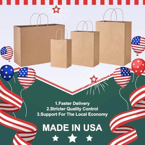 METRONIC Gift Bags with Handles,16x6x12 Recyclable Brown Paper Bags 50Pcs - Image 3