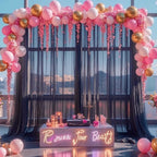 20ft x 12ft Black Tulle Backdrop Curtain for Parties Sheer Fabric Backdrop Curtains for Baby Shower Birthday Party Back Drop Wedding Graduation Photo Backdrop Drapes Background 4 Panels 5ft x 12ft - Image 4