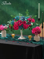 Serwalin Artificial Hot Pink & Teal Flowers Magenta Silk Flower for Wedding - Image 5