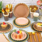 Kochorie 336PCS Woodland Disposable Dinnerware Set Serves 48 Guests - Image 4