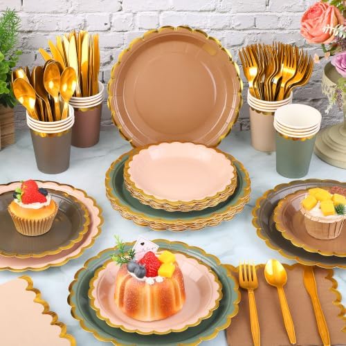 Kochorie 336PCS Woodland Disposable Dinnerware Set Serves 48 Guests - Image 4