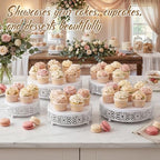 Wenqik 5 Pcs Metal White Cake Stand,16/14/12/10/8 in Round Cake Holder - Image 4