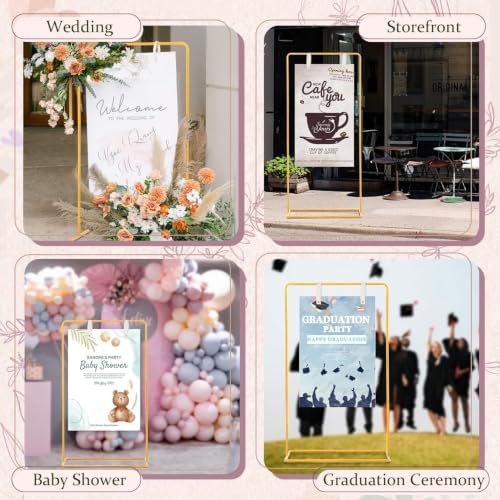2Pcs Gold Wedding Sign Stand,Adjustable Height Welcome Poster Easel Stand - Image 7
