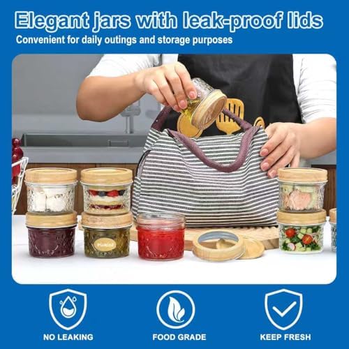 Accguan Mini Mason Glass Jars,4oz Jelly Jars With Woodgrain Lids, 40 PACK - Image 3
