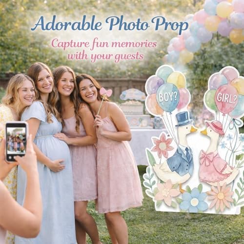 Silly Goose Gender Reveal Decorations Standee, 47.2" Large Boy or Girl Reveal Sign for Gender Reveal Decor Supplies, Waterproof Cardboard Cutouts Stand Up for Photo Prop Backdrop, Easy Assembly - Image 3